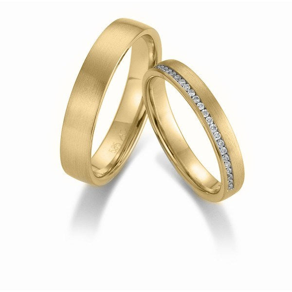 Smukke Gerstner vielsesringe i 9 eller 14 karat guld med 0,14 ct diamanter